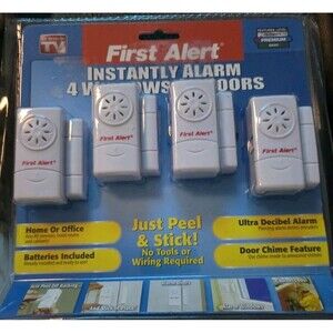 First Alert Instant Alarm For 4 Windows or Doors Peel and Stick As Seen on TV